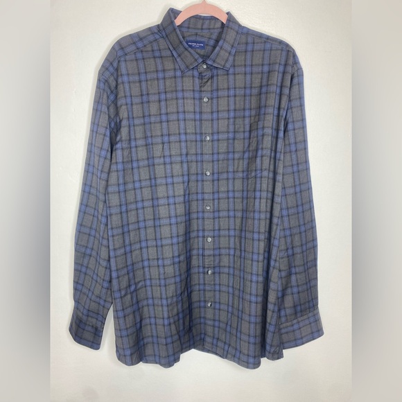 Proper Cloth Other - PROPER CLOTH Blue and Gray Plaid Men's Shirt MERINO WOOL